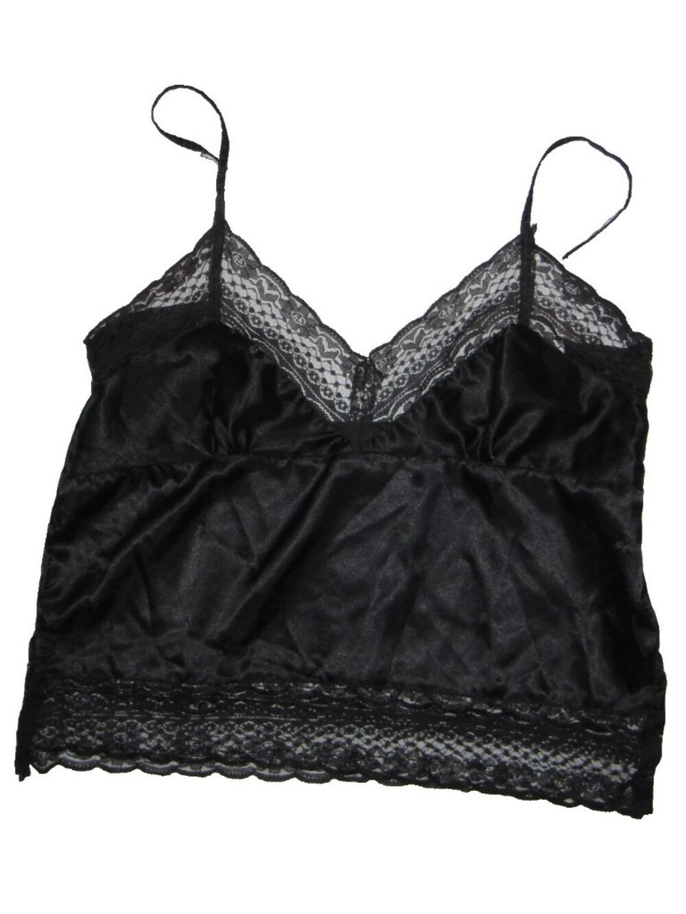 Vintage Secret Fantasies Black Satin and Lace Bustier Camisole Top L